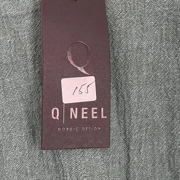 Q Neel Linen Blend Tunic Top EU 38 US 8 Sage Green Minimalist Nordic Lagenlook - Picture 5 of 10